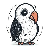 Vector illustration of cute cartoon parrot. Isolated on white background.