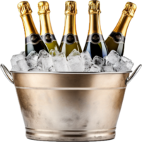 Champagne in the ice png with AI generated.