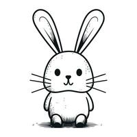 Cute cartoon rabbit. Vector illustration in sketch style on a white background.