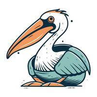 Pelican vector icon. Cartoon illustration of pelican vector icon for web design