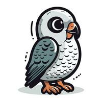 Vector illustration of a cute grey parrot isolated on white background.