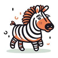 Zebra vector illustration. Cute doodle zebra.