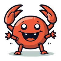 Cute crab cartoon character vector illustration. Isolated on white background.