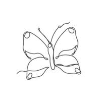 Continuous one line drawing of butterfly. Abstract silhouette of insect. Line art style. Vector illustration isolated on white background