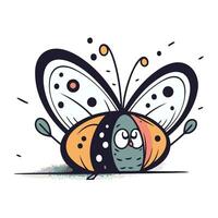 Butterfly vector illustration. Cute cartoon insect character. Vector illustration.