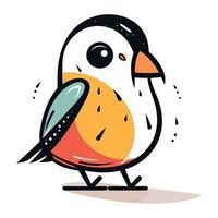 Cute cartoon bird. Vector illustration isolated on a white background.