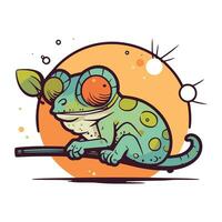 Chameleon vector illustration. Cute cartoon chameleon.