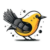 Illustration of a small bird on a white background. Vector illustration