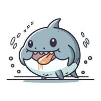 Vector illustration of a cute cartoon shark. Isolated on white background.