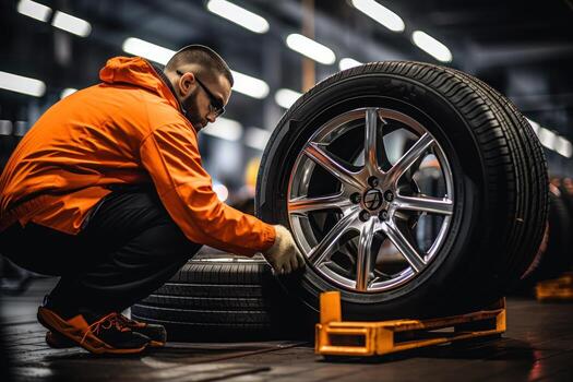 How to get lug nuts off tire, stock photo, professional color grading. Generative AI photo