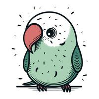 Cute parrot vector illustration. Hand drawn doodle style.
