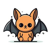 Cute little bat character. Vector flat cartoon illustration. Isolated on white background.