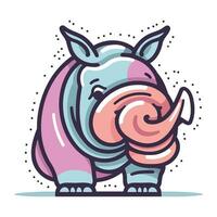 Cute rhinoceros. Vector illustration in cartoon style.