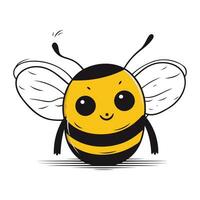 Cute cartoon bee. Vector illustration isolated on a white background.