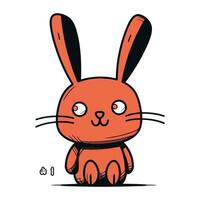 Vector illustration of cute cartoon rabbit. Hand drawn doodle animal.