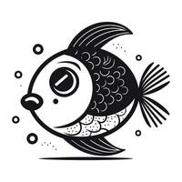 Cute cartoon fish. Isolated on white background. Vector illustration.