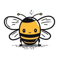 Cute cartoon bee. Vector illustration. Isolated on white background.