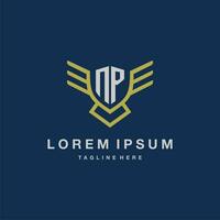 NP initial monogram logo for creative eagle line image vector design