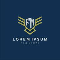 FM initial monogram logo for creative eagle line image vector design