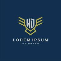 WD initial monogram logo for creative eagle line image vector design