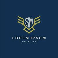 SM initial monogram logo for creative eagle line image vector design