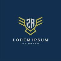 ZR initial monogram logo for creative eagle line image vector design