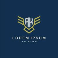 AK initial monogram logo for creative eagle line image vector design