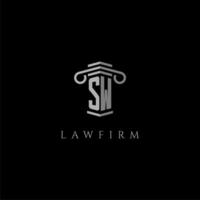 SW initial monogram logo lawfirm with pillar design vector