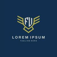 FU initial monogram logo for creative eagle line image vector design