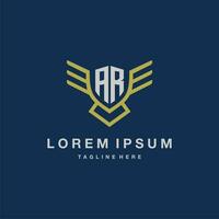 AR initial monogram logo for creative eagle line image vector design