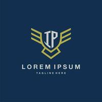 IP initial monogram logo for creative eagle line image vector design