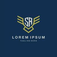 SR initial monogram logo for creative eagle line image vector design
