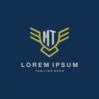 MT initial monogram logo for creative eagle line image vector design