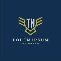 TM initial monogram logo for creative eagle line image vector design