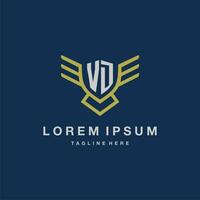 VD initial monogram logo for creative eagle line image vector design