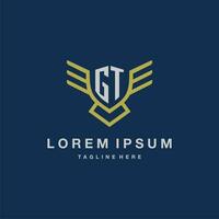 GT initial monogram logo for creative eagle line image vector design