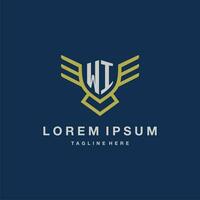 WI initial monogram logo for creative eagle line image vector design