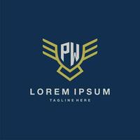 PW initial monogram logo for creative eagle line image vector design