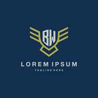 BW initial monogram logo for creative eagle line image vector design