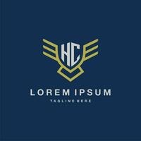 HC initial monogram logo for creative eagle line image vector design