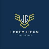 JC initial monogram logo for creative eagle line image vector design