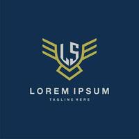 LS initial monogram logo for creative eagle line image vector design