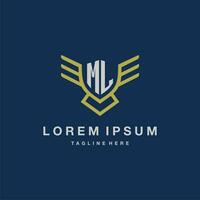 ML initial monogram logo for creative eagle line image vector design