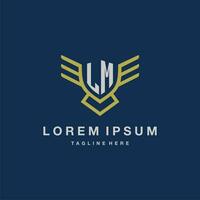 LM initial monogram logo for creative eagle line image vector design