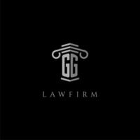 gg inicial monograma logo bufete de abogados con pilar diseño vector