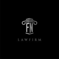 FN initial monogram logo lawfirm with pillar design vector