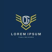 CG initial monogram logo for creative eagle line image vector design