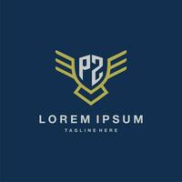 PZ initial monogram logo for creative eagle line image vector design