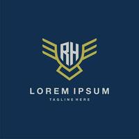 RH initial monogram logo for creative eagle line image vector design