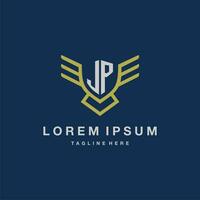 JP initial monogram logo for creative eagle line image vector design